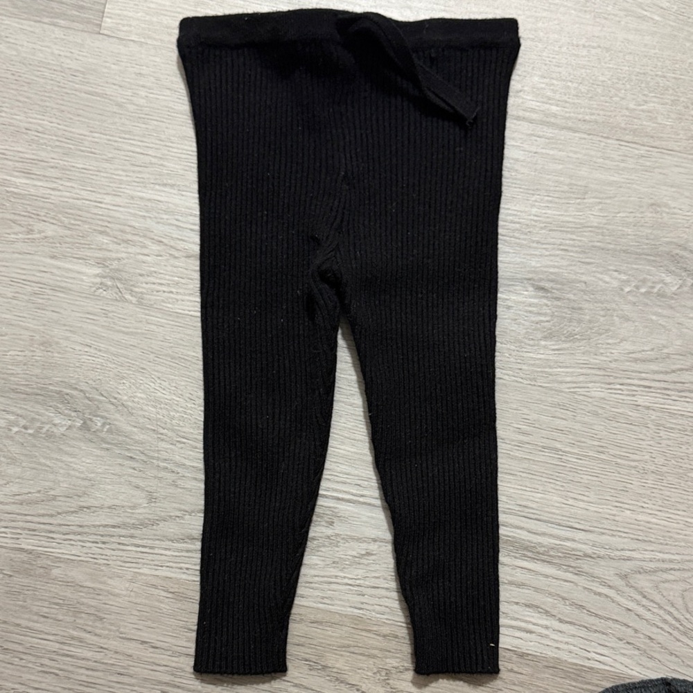 Zara Kids Black Ribbed Leggings